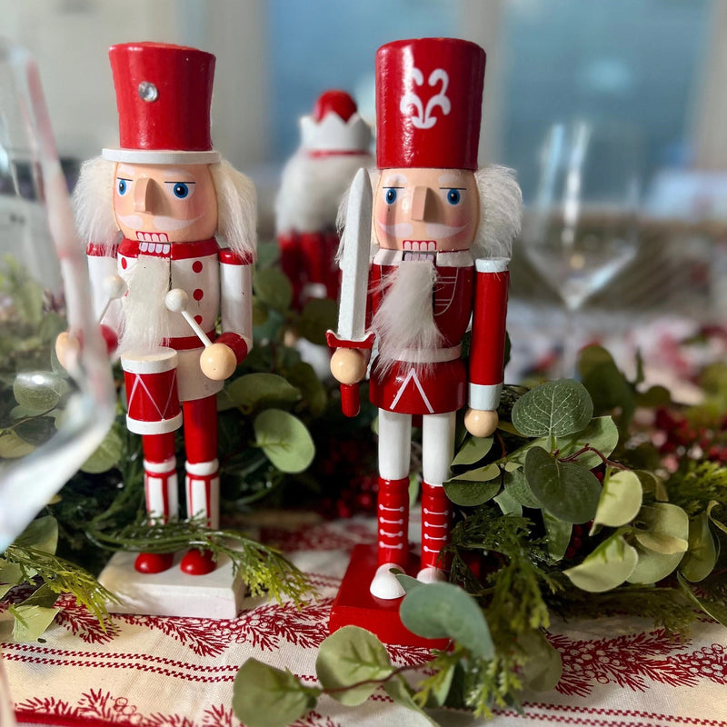 Red and white Christmas nutcrackers perfect for a Christmas Coffee Table Decor