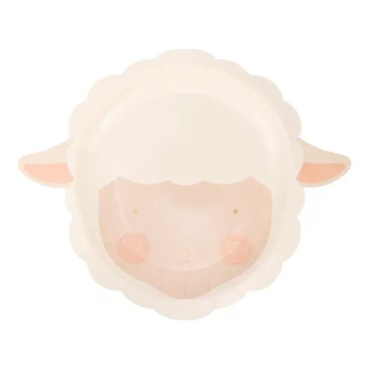 easter paper plates shaped like a lamb face -perfect also for a baby shower or 1st birthday plate.