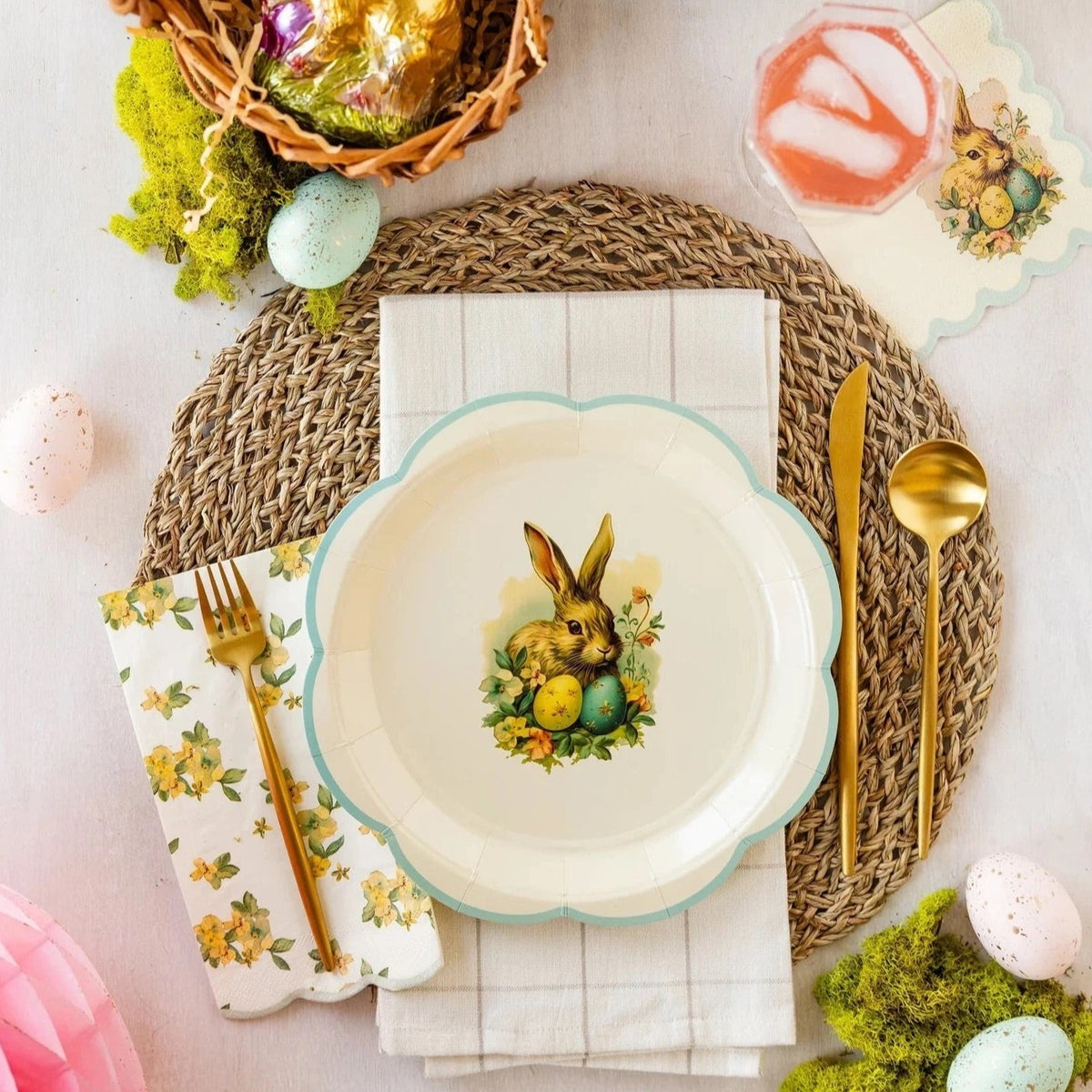 Bunny Plates | Easter Paper Plates (Set of 8) - Easter Bunny Plates - Bunny Paper Plates - Kids Easter Party - Easter Plates - Scalloped