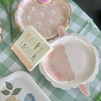 easter paper plates shaped like a lamb face -perfect also for a baby shower or 1st birthday plate.