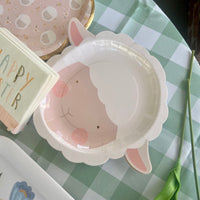 easter paper plates shaped like a lamb face -perfect also for a baby shower or 1st birthday plate.