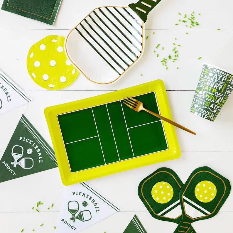 Keep your party game strong with our yellow pickleball napkins. Perfect for a stylish and fun country club themed celebration.